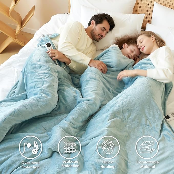 EHEYCIGA Heated Blanket Electric Blanket Twin - Heating Blanket with 9 Heating Levels & 10 Hours Auto Off, Soft Cozy Sherpa Washable Blanket with Fast Heating, 62 x 84 Inches