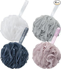 AmazerBath Loofah Sponge 60g/Piece, Exfoliating Bath Sponge Body Scrubber - Loofa Set of 4 Grey Blue-Pink-Grey-White