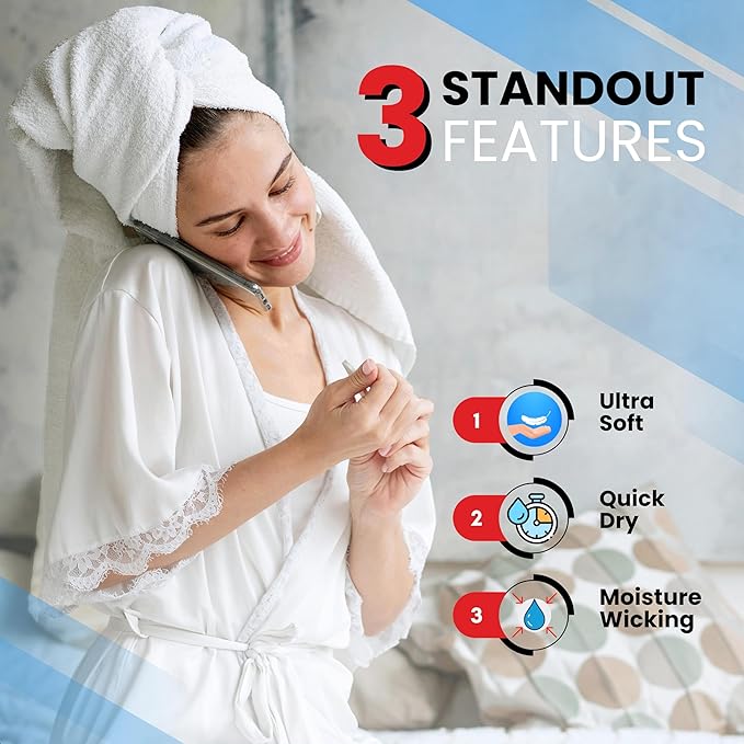 Infinitee Xclusives Luxury 100% Cotton Towel Set – 8 Piece Bathroom Towel Set (2 Bath Towels, 2 Hand Towels, 4 Washcloths) – Soft & Absorbent Towels for Bathroom (Eloquent Blue)