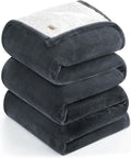 UGG Ariana King/California King Blanket Fleece Fluffy Reversible Soft Fuzzy Bedding Cozy Plush Oversized Blanket Machine Washable Bedroom Decor for Big Couch or Bed, 110-inch x 90-inch, Charcoal Grey