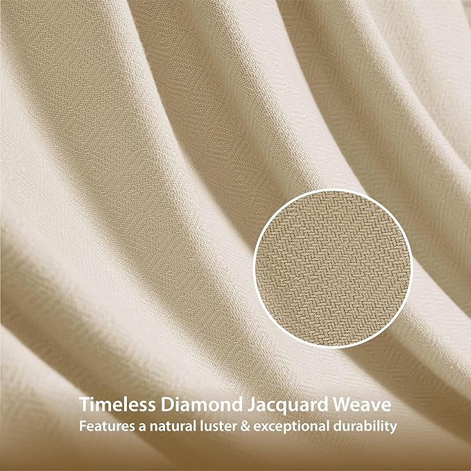 Queen Size Blanket, 70% Rayon (Derived from Bamboo) and 30% Cotton, Lightweight Jacquard Weave, Breathable and Soft Summer Blanket for Bed or Couch, 90” x 90”, Ivory