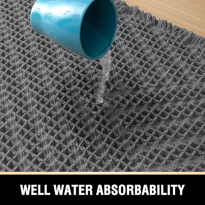 H.VERSAILTEX Waffle Bath Runner Rug Long Bath Mat Super Absorbent Boho Bath Rugs Non Slip Bath Runner for Bathroom Floor Machine Washable Dry Fast Bathroom Rugs with Tassels, 24" x 60", Gray