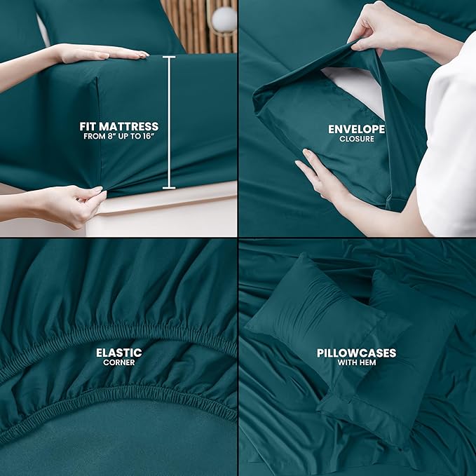 Utopia Bedding Full Bed Sheets Set - 4 Piece Bedding - Brushed Microfiber - Shrinkage and Fade Resistant - Easy Care (Teal Green)