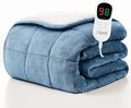 Homemate Heated Weighted Blanket for Adults - 50"x60" 10lbs Electric Throw Fast Heating Heavy Blanket 1/2/4/6/8 Hour Auto Off 10 Heat Levels Over-Heat Protection Soft Flannel Sherpa