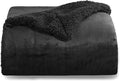 Bedsure GentleSoft Sherpa Fleece Throw Blanket Twin Size for Couch - Thick and Warm Throw for Women and Men, Soft Fuzzy Plush Twin Blanket for Winter, Black, 60x80 Inches