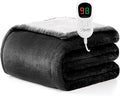 Homemate Electric Heated Blanket Full Size - 72"x84" Heating Blanket Full Size 1/2/4/6/8 Hours Auto-Off 10 Heat Level Over-Heat Protection Flannel Sherpa ETL Certification
