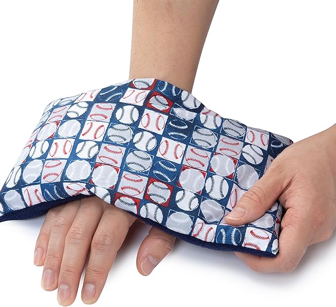 SunnyBay Small Microwave Heating Pad, Microwavable Versatile Cold/Heated Neck and Shoulder Wrap for Back Pain and More, Moist Heat Cotton-Fleece Pad, 6x11 Inches, Baseball, Pack of 5