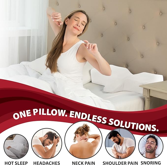 Therapeutica Lite Cervical Orthopedic Foam Sleeping Pillow; Can Help Relieve Neck, Shoulder, and Back Tension; Helps Spinal Alignment; Back and Side Sleeping, Medium Firm - Average