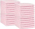 Amazon Basics face Towels for bathroom, 100% Cotton Extra Absorbent washcloth , Fast Drying - salon towel - 24 Pack Petal Pink (12 x 12 inches)