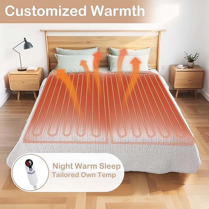 Electric Heated Blanket 6 Heating Settings & 1-10H Auto Off Full 72×84 Double Sided Plush Sherpa Ultra-Soft Warm Thick, Machine Washable, Fast Heating, Home Office Light Gradient Berry Purple