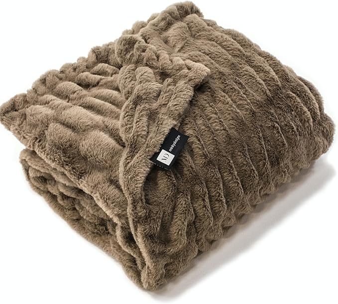Minky Designs Driftwood Minky Blanket – Ultra Soft Faux Fur Throw Blanket for Couch, Bed & Home – Fluffy, Warm & Luxurious – Chic Collection (Large, 60x72)