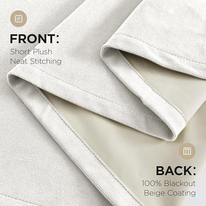 Joydeco White 100% Blackout Curtains 108 Inch 2 Panels, Luxury Thermal White Velvet Curtains for Bedroom Living Room, Soundproof Blackout Window Drapes, Grommet Top (52W x 108L)