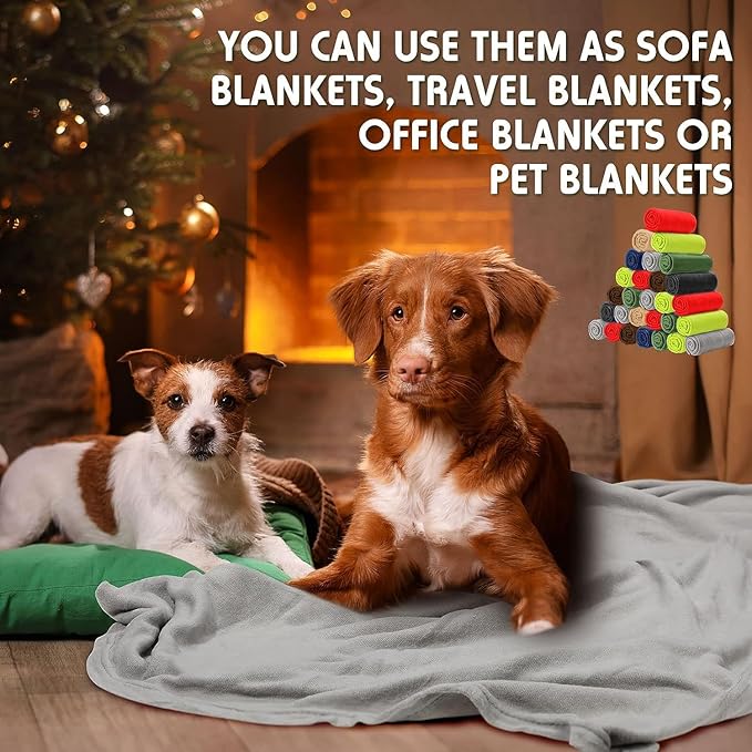 (24 Pack) Bulk Fleece Fall Throw Blankets 50x60 for Wedding Favors, Homeless Women, Men, Homes, Bed, Sofa, Couch, Office, Pet Blankets, Travel | Soft Warm Lightweight Throw Blankets in Bulk (8 Color)