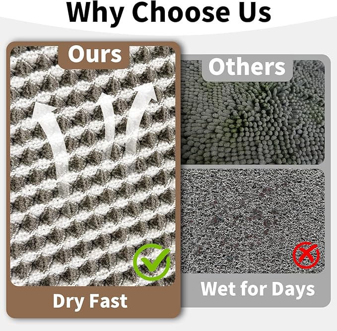 Waffle Bath Mat - Boho Bathroom Rugs Non Slip Washable, Super Absorbent & Quick Dry, Soft Bath Mat Farmhouse Bathroom Decor, 20'' x 32'', Olive Green and White
