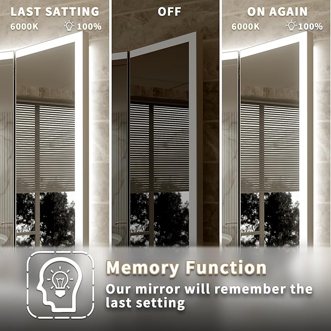 54x36 Trifold Bathroom Mirror with Lights with Removable Magnifier, 180° Foldable LED Mirror for Bathroom, Front&Backlit, Wall Mounted, Stepless Dimming, Color Temper Change, Anti Fog