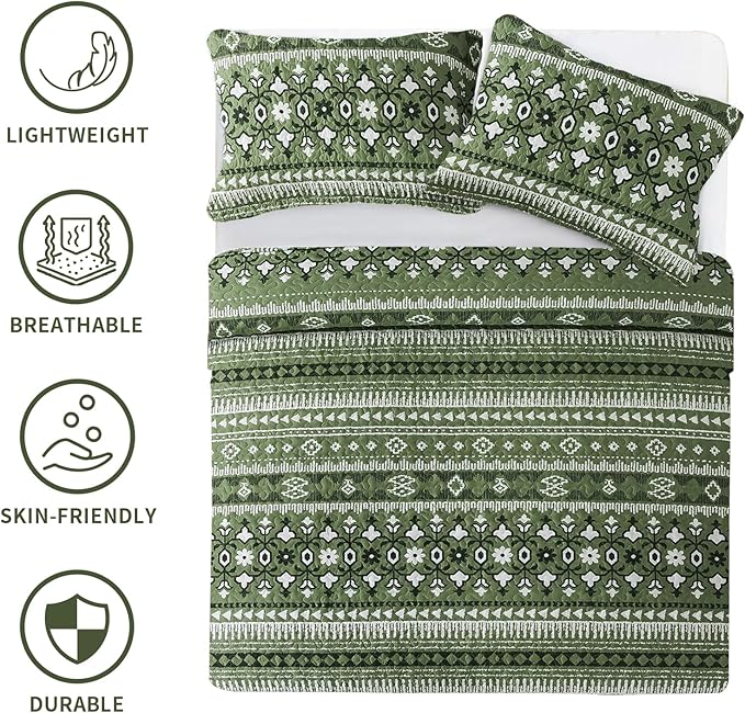 BEDIFANY California King Quilt, Reversible Lightweight Bedspread, Boho Bed Spread Coverlet Sets for Bed Decoration, All-Season Oversized King Size Quilt Bedding Set (108 * 118 in), 3 Pieces