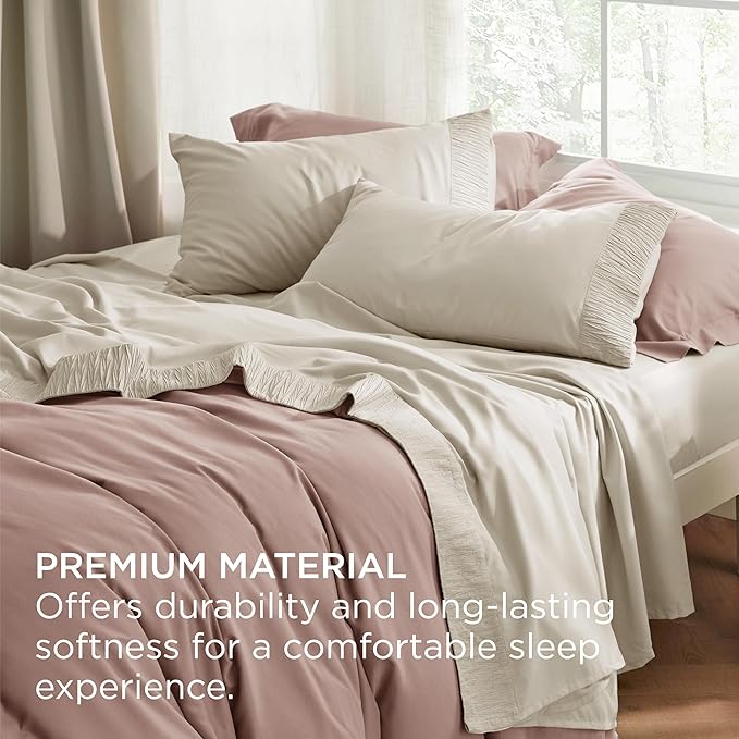 Bedsure California King Sheet Sets - 4 Pieces Soft Cal King Sheets - Breathable & Cooling - Hotel Luxury - Easy Care Polyester Microfiber Bedding for Women, Men, Linen