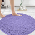 MAYSHINE Round Area Rug Set for Bathroom | Soft Plush Chenille Bath Mat, Water Absorbent Non-Slip Bathroom Rug | Washable Shag Carpet for Shower, Bedroom, or Home Décor | 36"x36" Round | Lavender
