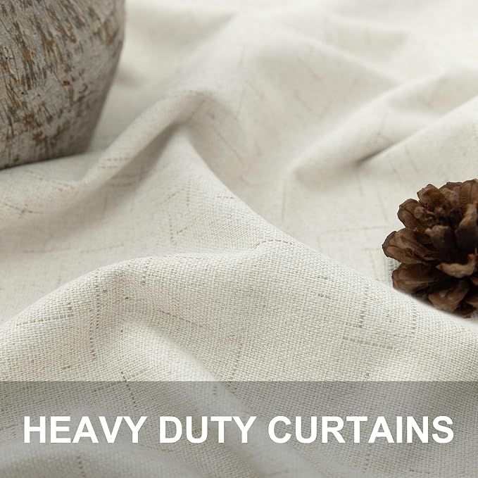 100 Percent Blackout Sliding Glass Door Curtains 120 Inches Long 2 Panels 10 Foot ft Floor to Ceiling Drape Cotton Linen Textured Drop Cloth Traverse Curtains Theater Farmhouse Natural Cream Colored