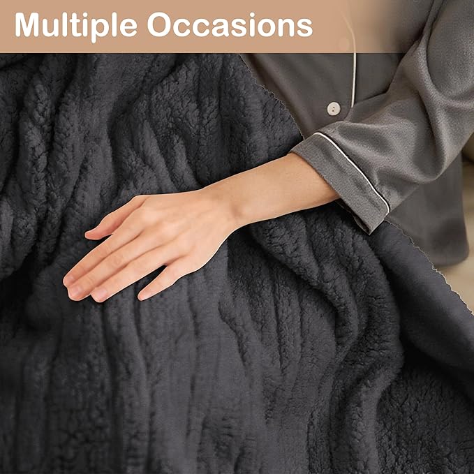 Electric Heated Blanket 6 Heating Settings & 1-10H Auto Off Full 72×84 Double Sided Plush Sherpa Ultra-Soft Warm Thick, Machine Washable, Fast Heating, Home Office Dark Gray