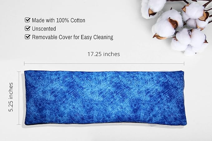 Microwavable Corn Filled Heating Pad and Cold Pack/Washable 100% Cotton Cover (Etched - Cobalt, 5.25in W x 17.25in L)