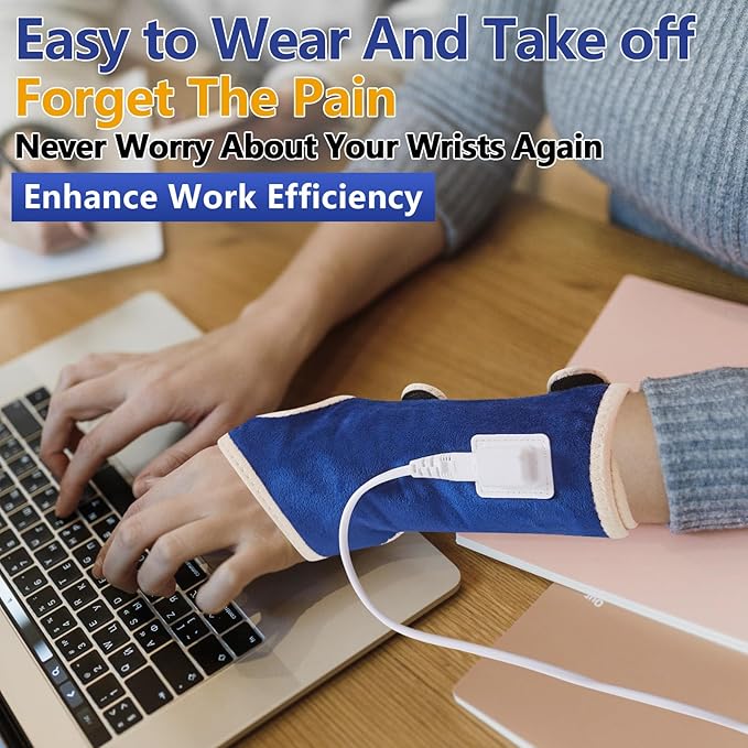 JOBYNA Heating Pad for Wrist Pain, 30S Fast Heat Heated Wrist Wrap, 86-158℉, 10-90Min Auto Shut Off, Suitable for Arthritis, Carpal Tunnel Relief, Sprains Trigger Thumb