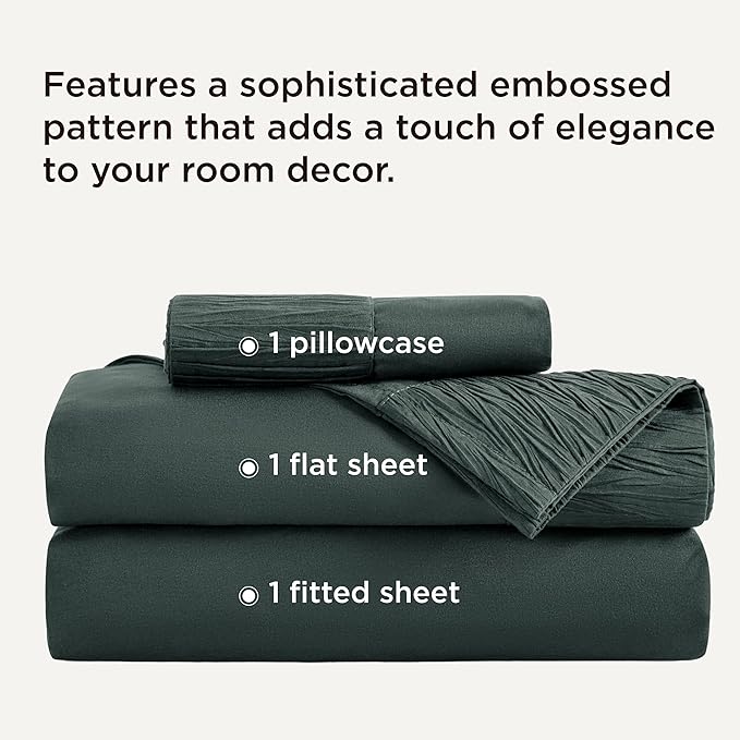 Bedsure Twin XL Sheet Sets Dorm Bedding - 3 Pieces Soft Extra Long Twin Sheets, Hotel Luxury, Easy Care Microfiber for Women, Men, Forest Green