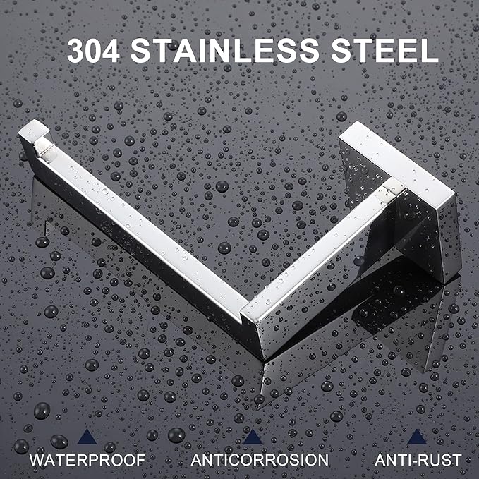 LANC Chrome Toilet Paper Holder, Bathroom Silver Toilet Paper Roll Holder Wall Mount for Kitchen Washroom Modern TP Tissue Holder Dispenser Rustproof Stainless Steel Polished Left, A8807CP-LF