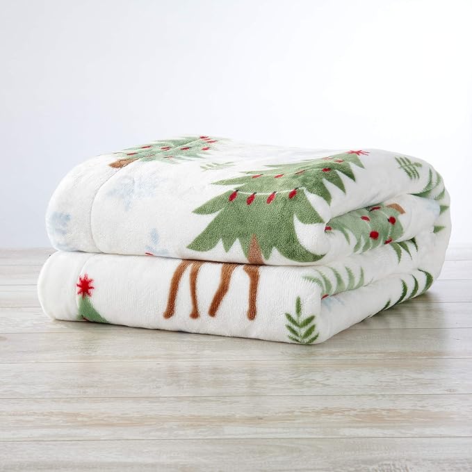 Great Bay Home Soft Velvet Plush and Sherpa Fleece 50" x 60" Holiday Throw Blanket | Christmas Throw for Sofa and Bed | Cozy & Warm Plush Throw Blanket | Holiday Blankets and Throws Eve Collection