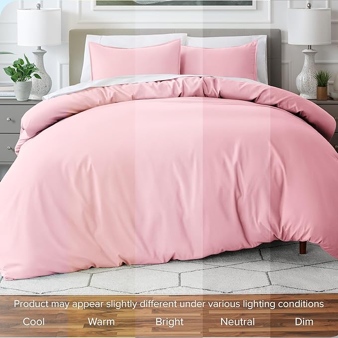 Bare Home Bedding Duvet Cover California King Size - Premium 1800 Super Soft Collection - Lightweight, Cooling - Soft Breathable Bedding Duvet Cover (Cal King, Light Pink)
