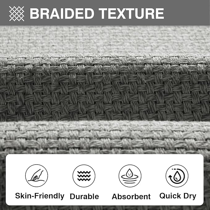 Quick Dry Absorbent Bathroom Rugs Mat Non Slip Bath Mat Ultra Thin Bath Mats Bathroom Mat Floor Rubber Backed Fit Under Door Woven Washable Bath Rugs Gray 16x24