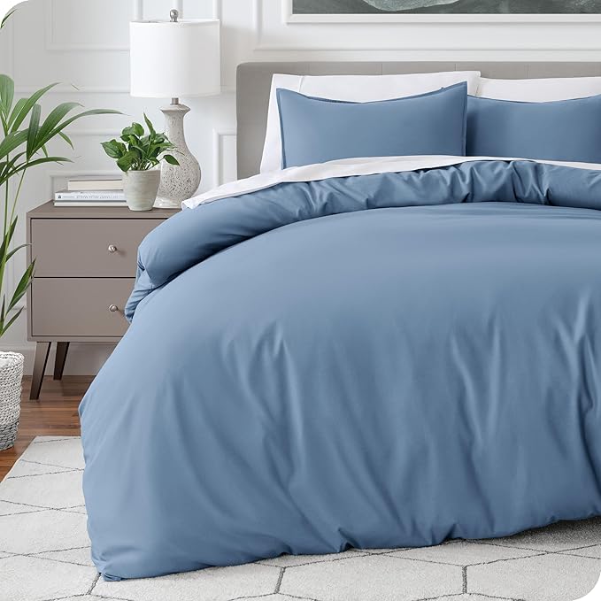 Bare Home Bedding Duvet Cover Queen Size - Premium 1800 Super Soft Collection - Lightweight, Cooling Duvet Cover - Soft Breathable Bedding (Queen, Coronet Blue)