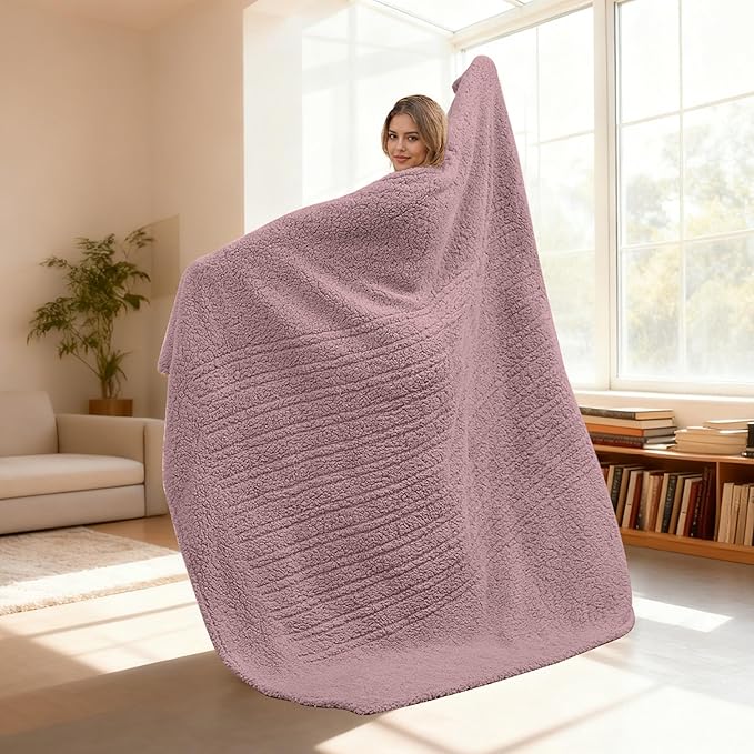 Electric Heated Blanket 6 Heating Settings & 10H Auto Off Full 72×84 Double Sided Plush Sherpa Ultra-Soft Warm Thick, Machine Washable, Fast Heating, Home Office Berry Purple