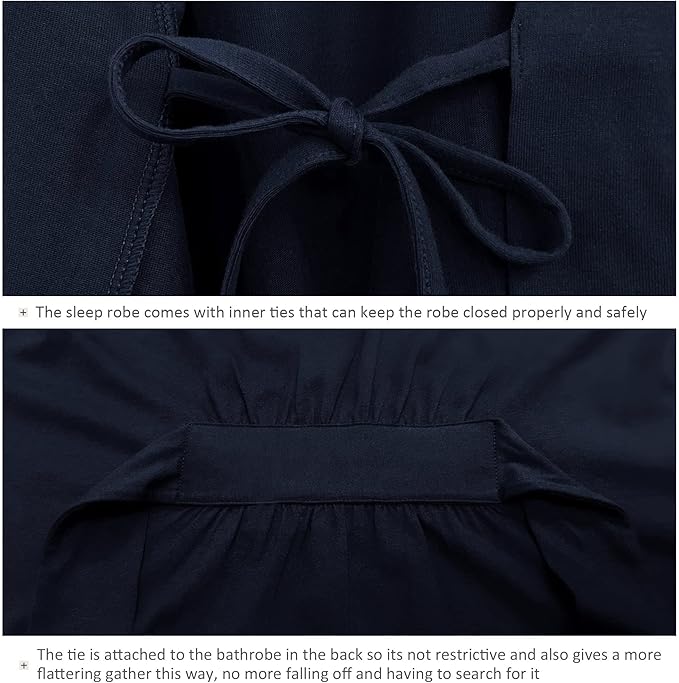 COLORFULLEAF Womens Bamboo Short Robes Lightweight Kimono Cotton Robe Soft Knit Bathrobe Ladies Loungewear with Pockets