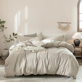 Linen Grey Duvet Cover Twin Size 90inch x 68inch,100% Washed Cotton Duvet Cover with Zipper Closure and One Pillowcases, Color of New Nature Linen