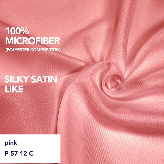 PureFit Wrap Around Ruffled Bed Skirt with Adjustable Elastic Belt - 18 Inch Drop Easy to Put On, Wrinkle Free Bedskirt Dust Ruffles, Bed Frame Cover for Queen, King and C-King Size Beds, Pink