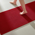 Christmas Bathroom Runner Rugs, Long Bath Mat Runner Washable Thin Quick Dry Low Pile Bathroom Runner Rugs Non Slip, Red 16"x60"