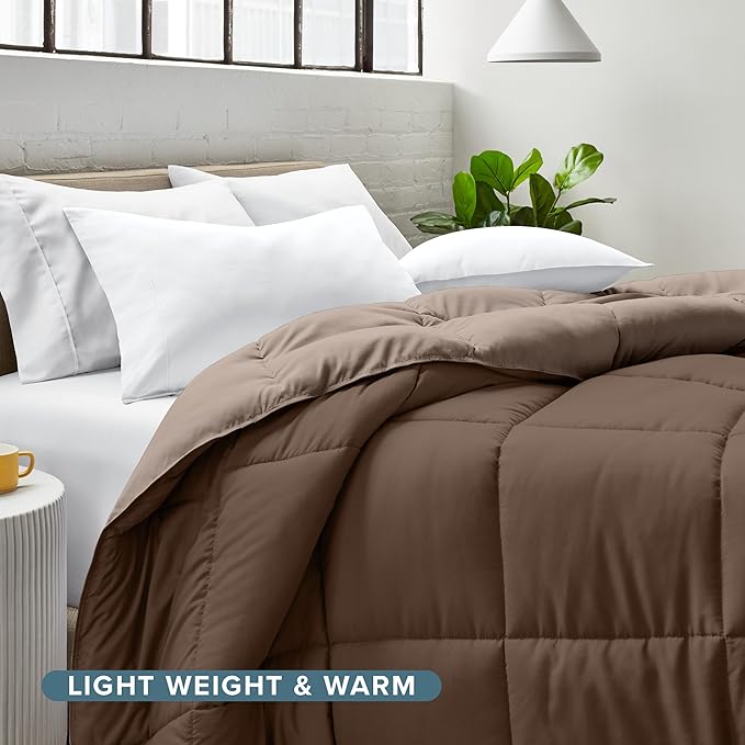 Bare Home Queen Comforter - Reversible Colors - Goose Down Alternative - Ultra-Soft - Premium 1800 Series - All Season Warmth - Bedding Comforter (Queen, Cocoa/Taupe)