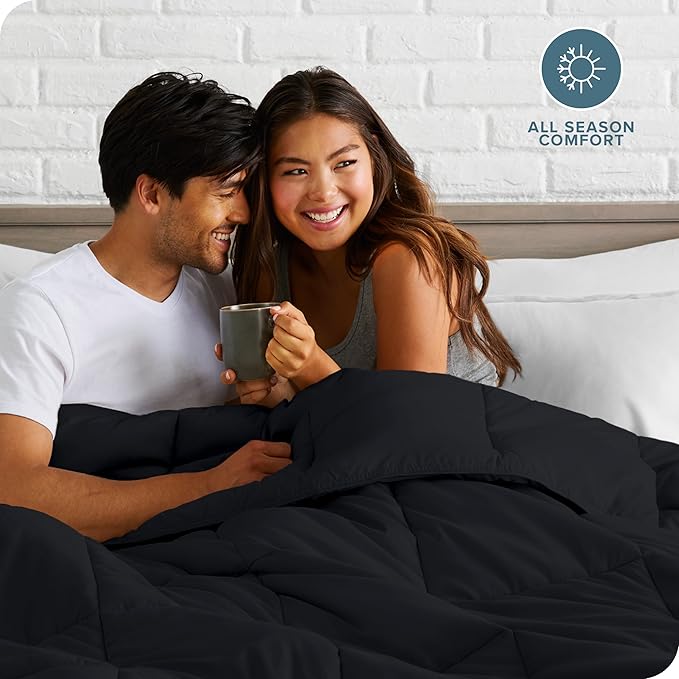 Bare Home Duvet Insert Comforter - Oversized King - Goose Down Alternative - Ultra-Soft - Premium 1800 Series - All Season Warmth - Bedding Comforter (Oversized King, Black)