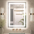 Keonjinn LED Mirror for Bathroom 22 x 30 Inch, Frontlit & Backlit Bathroom Vanity Mirror with 3 Color Lights, Lighted Bathroom Mirror with Anti-Fog, HD Tempered Glass, UL-Listed LED Driver, CRI90+