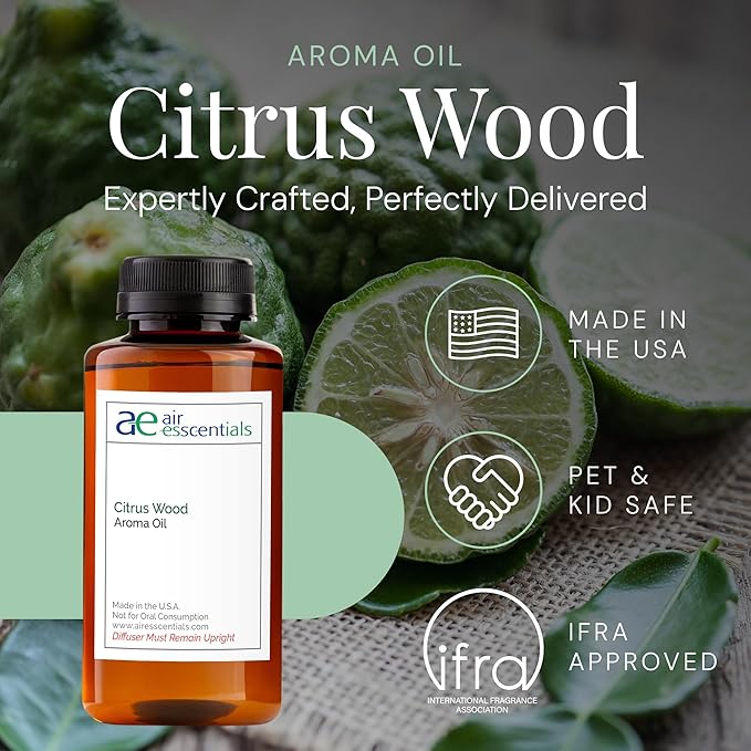 Citrus Wood Aroma Oil, Essential Oils Blend for Diffusers & Scent Machines, Fresh Bergamot & Green Apple, Aromatherapy, Cold Air Diffuser Compatible, 300 mL