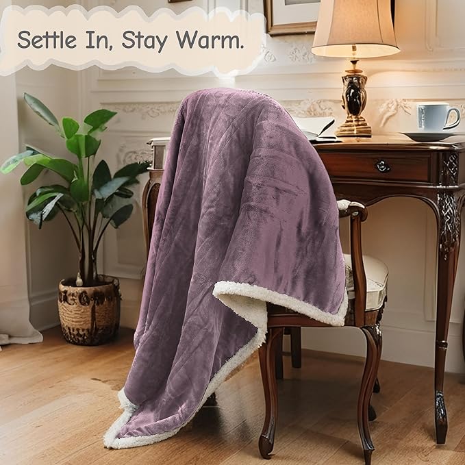 Electric Heated Blanket Twin Size 62"x84", Soft Flannel with Overheat Protection, 6 Adjustable Heat Settings & 10-Hour Auto-Off Timer, Fast Heating for Winter Comfort, Purple