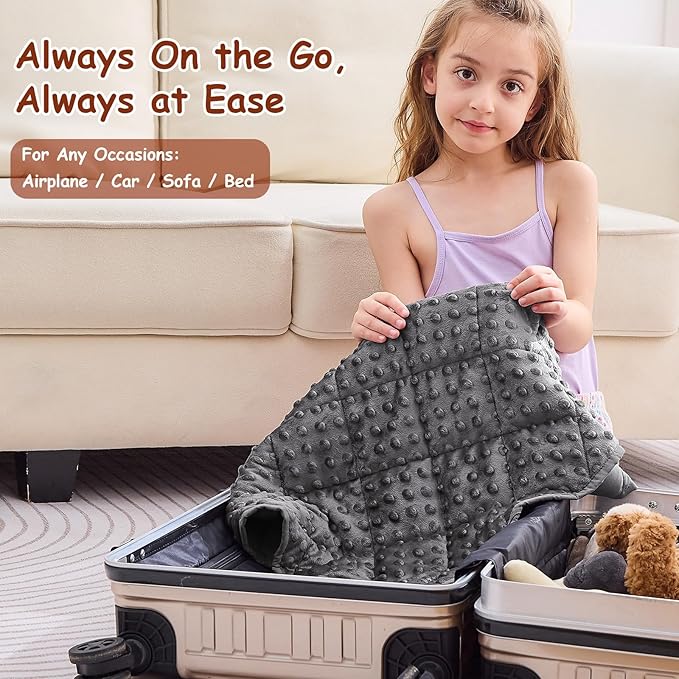 yescool Weighted Lap Pad 2 lb Weighted Lap Blanket, Small Lap Blanket Cooling Heating Weighted Throw Blankets, Minky Blankets Gift for Travel Indoor Outdoor, 20 * 30in