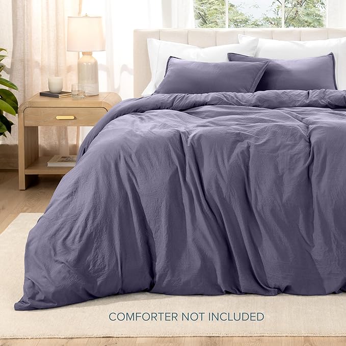 Bare Home Microfiber Duvet Cover Set - Ultra Soft Washed Microfiber - Oversized King Size - Linen-Like Look - Easy Care - Breathable Fabric - Our Softest Duvet Cover Set (Oversized King, Dusty Purple)