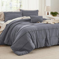 Bedsure King Comforter Set - 4 Pieces Pinch Pleat Bed Set, Dark Grey Boho Bedding for All Season, 1 Soft Comforter, 2 Pillowcases, 1 Decorative Pillow