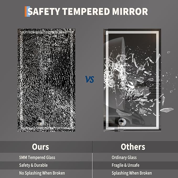 GarveeHome 50x28 LED Bathroom Mirror with Lights, Dimmable, Anti-Fog, Backlit + Front Lit, Smart Bathroom Vanity Mirror for Wall, Memory Function, Shatter-Proof (Horizontal/Vertical)