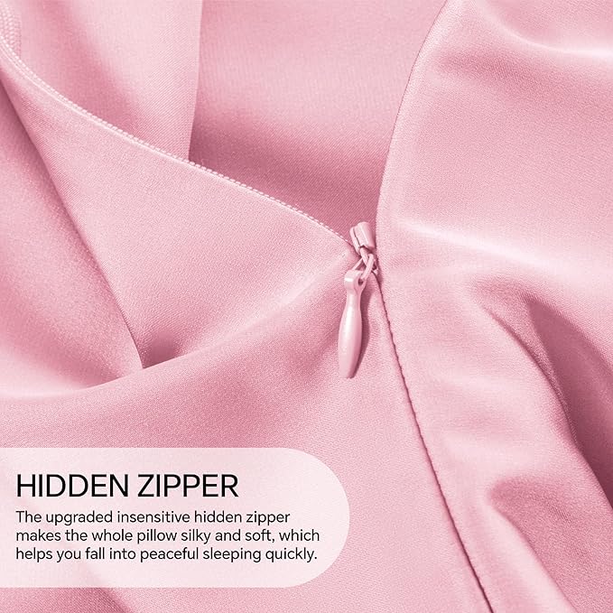 INFIIXSO Mulberry Silk Pillowcase for Hair and Skin, Silk Pillow Cases Queen Size with Hidden Zipper 20x30 Inches, Extraordinary Smooth and Soft Cooling Pillow Cases for Hot Sleepers(Pink, 1 Pack)