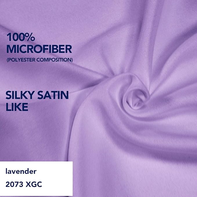 PureFit Wrap Around Ruffled Bed Skirt with Adjustable Elastic Belt - 14 Inch Drop Easy to Put On, Wrinkle Free Bedskirt Dust Ruffles, Bed Frame Cover for Twin, Twin XL and Full Size Beds, Lavender