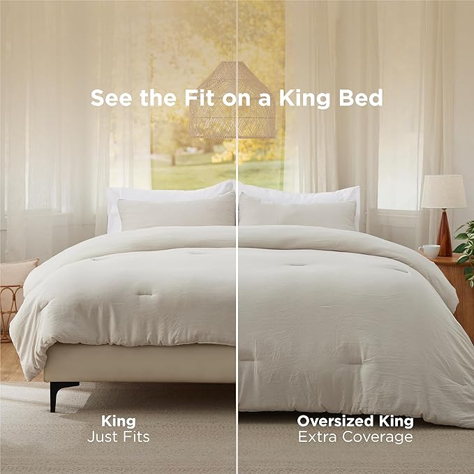 Bedsure Full Size Comforter Set, Beige Soft Prewashed Bedding for All Seasons, 3 Pieces GentleSoft™ Warm Down Alternative Bed Set, 1 Lightweight Comforter (82"x86") and 2 Pillowcases (20"x26")