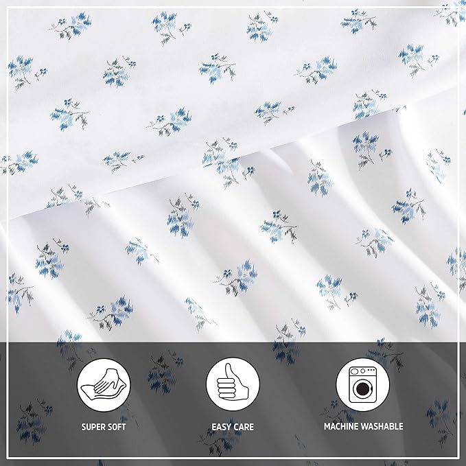Wrangler - Twin Bed Sheets, Ultra-Soft & Lightweight Bedding with Matching Pillowcase, Lightweight Bed Set for All Season Comfort, Oeko-Tex Certified (Sketchy Ditsy Blue)
